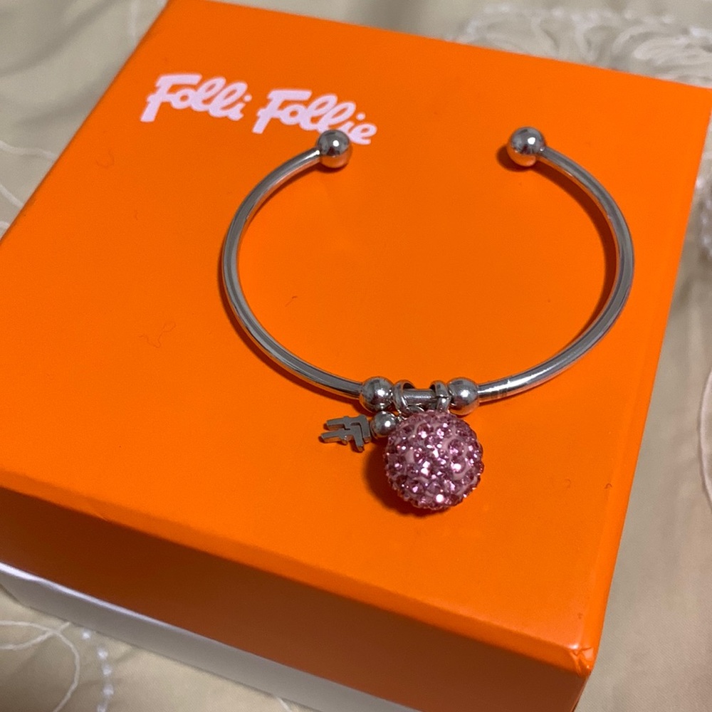 Bangle with pink pavé ball